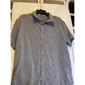 COOFANDY‎ Mens Short Sleeve Button Down Shirt Grey Linen Blend Size L